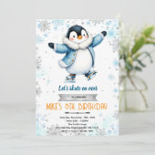 Invitation Winter penguin ice skate theme invite (Debout devant)