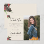 Invitation Winter Pine Cone and Berry Funeral Thank You Cards (Devant / Derrière)
