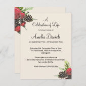 Invitation Winter Pine Cone Celebration of Life Card (Devant / Derrière)