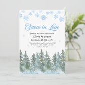 Invitation Winter Pine Snow in Love Snowflakes Bridal Shower (Debout devant)