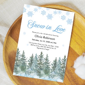 Invitation Winter Pine Snow in Love Snowflakes Bridal Shower
