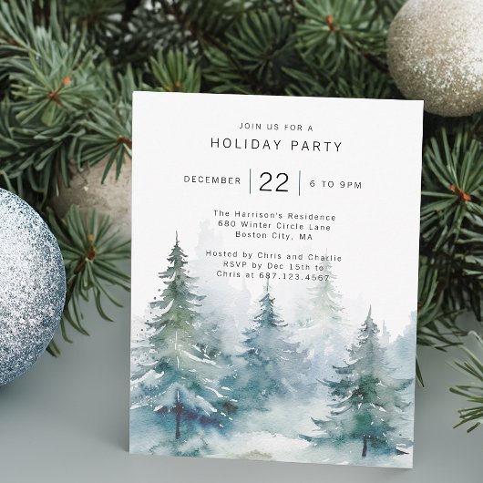 Invitation Winter Pine Tree Holiday Party