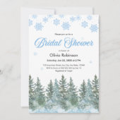 Invitation Winter Pine Trees Snowflakes Bridal Shower (Devant)