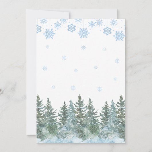 Invitation Winter Pine Trees Snowflakes Bridal Shower (Dos)