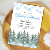 Invitation Winter Pine Trees Snowflakes Bridal Shower