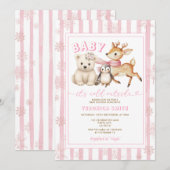 Invitation Winter Pink Baby It’s Cold Outside Baby Shower (Devant / Derrière)