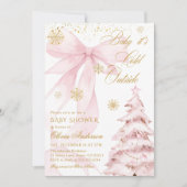 Invitation Winter Pink Bow Baby It's Cold Outside Baby Shower (Devant)