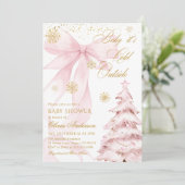 Invitation Winter Pink Bow Baby It's Cold Outside Baby Shower (Debout devant)