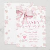Invitation Winter Pink Little Snowflake Baby Shower Party (Devant / Derrière)