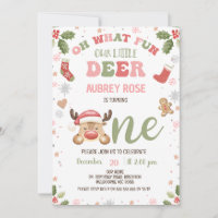 Winter Pink Oh What Fun Reindeer 1er Anniversaire