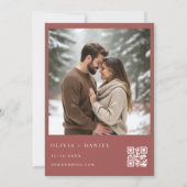 Invitation Winter QR Code Photo Red Ribbon & Bow Wedding (Dos)