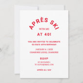 Invitation Winter Red Après Ski Avec Moi À 40 Anniversaire Fê (Devant)