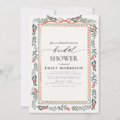 Invitation Winter Red Bow & Ribbon Watercolor Bridal Shower (Devant)