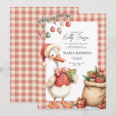 Invitation Winter Red Christmas Silly Goose Baby Shower (Devant / Derrière)