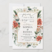 Invitation Winter Red Green Pinecone Engagement Party (Devant)