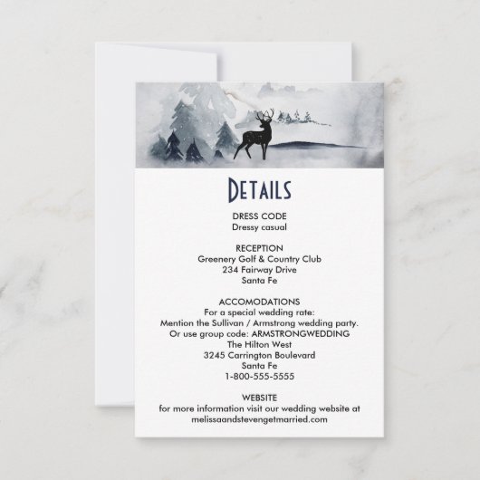 Invitation Winter Reindeer Rustic Watercolor Détails du Maria (Devant)