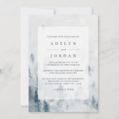 Invitation Winter Reverie Blue Watercolor Pine Wedding (Devant)