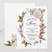 Invitation Winter Romance Floral et Evergreens Fête des marié (Devant / Derrière)