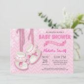 Invitation Winter Rose Chaussures fille Baby shower Invitatio (Debout devant)
