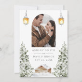 Invitation Winter Rustic Cabine Photo Neige Enregistrer La Ca (Devant)