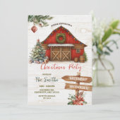 Invitation Winter Rustic Country Holiday Barnyard Party (Debout devant)