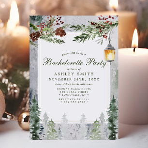 Invitation Winter Rustic Pine Trees Bachelorette Party
