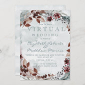 Invitation Winter Sage Brown Rustic Mariage virtuel (Devant / Derrière)