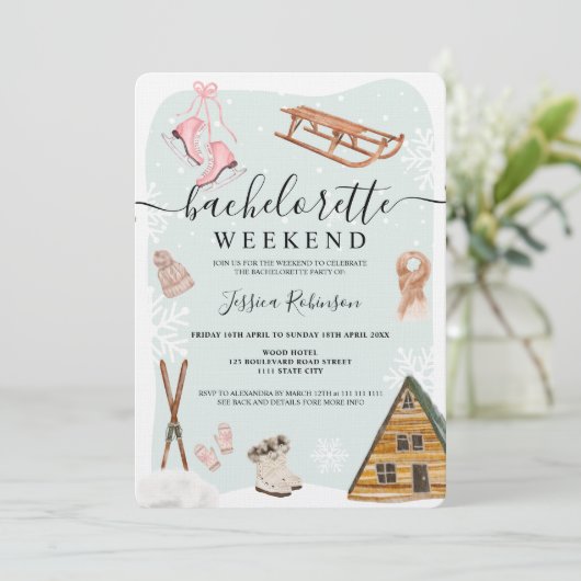 Invitation Winter ski bachelorette (Debout devant)