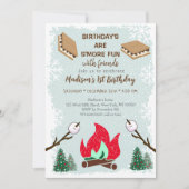 Invitation Winter S'mores Feu de Campagne Chocolat Anniversai (Devant)