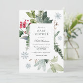 Invitation Winter Snow and Evergreen Baby Shower (Debout devant)