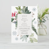 Invitation Winter Snow and Evergreen Wedding  (Debout devant)