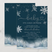 Invitation Winter Snow Baby It's Cold Outside Baby Shower (Devant / Derrière)
