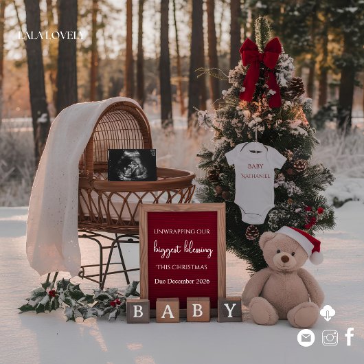 Invitation Winter Snow Christmas pregnancy announcement