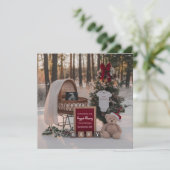 Invitation Winter Snow Christmas pregnancy announcement (Debout devant)