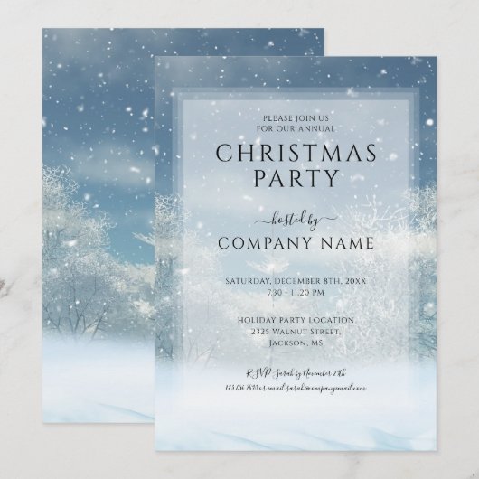 Invitation Winter Snow Forest Corporate Fête (Devant / Derrière)