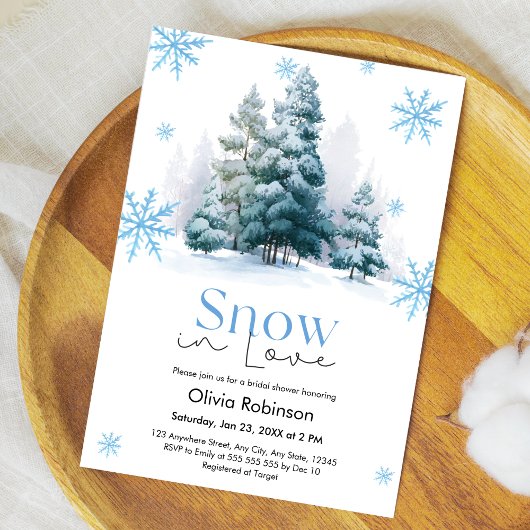Invitation Winter Snow in Love Snowflakes Bridal Shower 