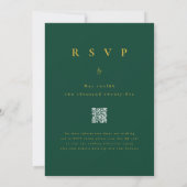 Invitation Winter Snow Woodland Green Gold Mariage QR Code (Dos)