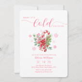 Invitation Winter Snowflake Festive Candy Cane Baby Shower  (Devant)