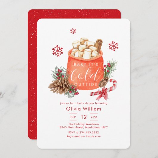 Invitation Winter Snowflake Festive Coffee Smore Baby Shower (Devant / Derrière)