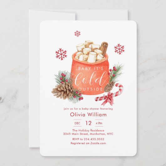 Invitation Winter Snowflake Festive Coffee Smore Baby Shower (Devant)