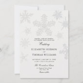 Invitation Winter Snowflake Lace Modern Classic Ivory Wedding (Devant)