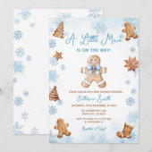 Invitation Winter Snowflakes Gingerbread Baby Shower (Devant / Derrière)