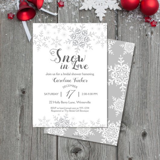 Invitation Winter Snowflakes Snow in Love Bridal Shower