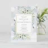 Invitation Winter Snowflakes Verdure Fiançailles photo (Debout devant)