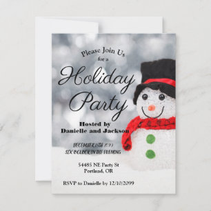 Invitation Winter Snowman w Top Hat Fête de Fêtes