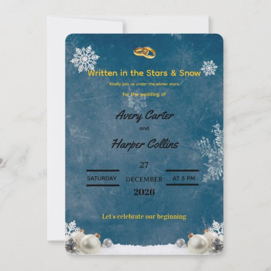 Invitation Winter Starry Night "Written in the Stars" Wedding (Devant)