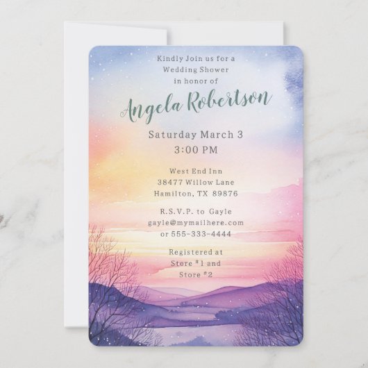 Invitation Winter Sunset Adventure Attend le Wedding shower (Devant)