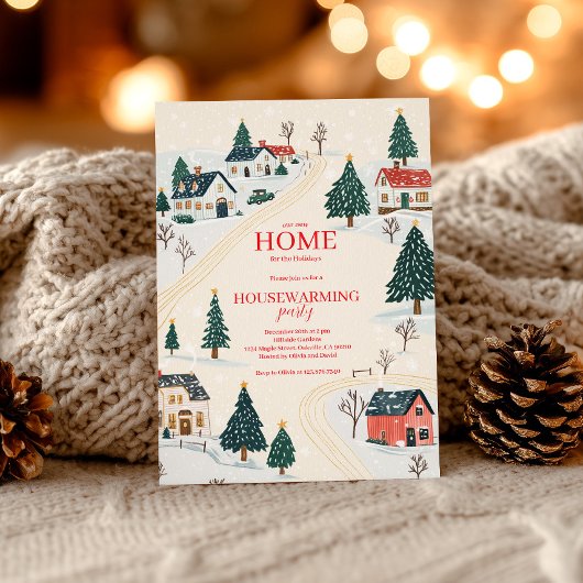 Invitation Winter Village Christmas Housewarming Party