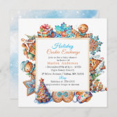 Invitation Winter Watercolor Holiday Cookie Exchange Baby Sho (Devant / Derrière)