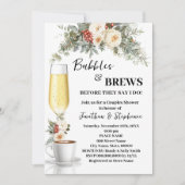 Invitation Winter White Floral Bubbles & Brews Coffee Shower (Devant)